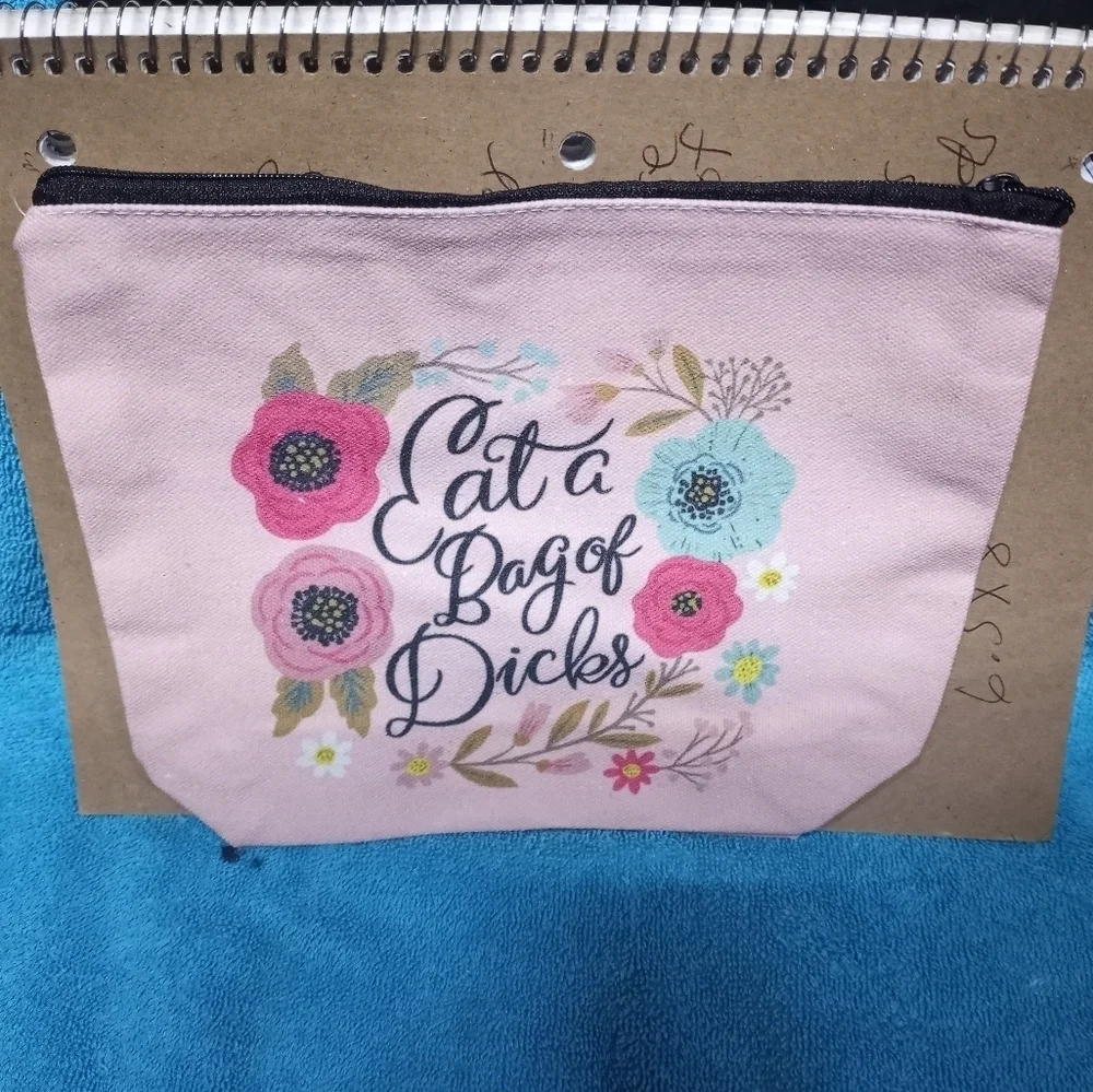 Floral Pink Makeup Pouch Cosmetic Bag Funny Humorous